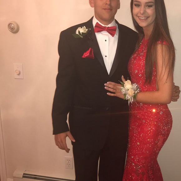 Jovani Dresses & Skirts - Red Lace Jovani Prom Dress